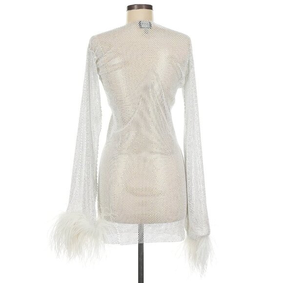 Santa Brands Feathers Mini Dress in White One Size - Picture 3 of 6